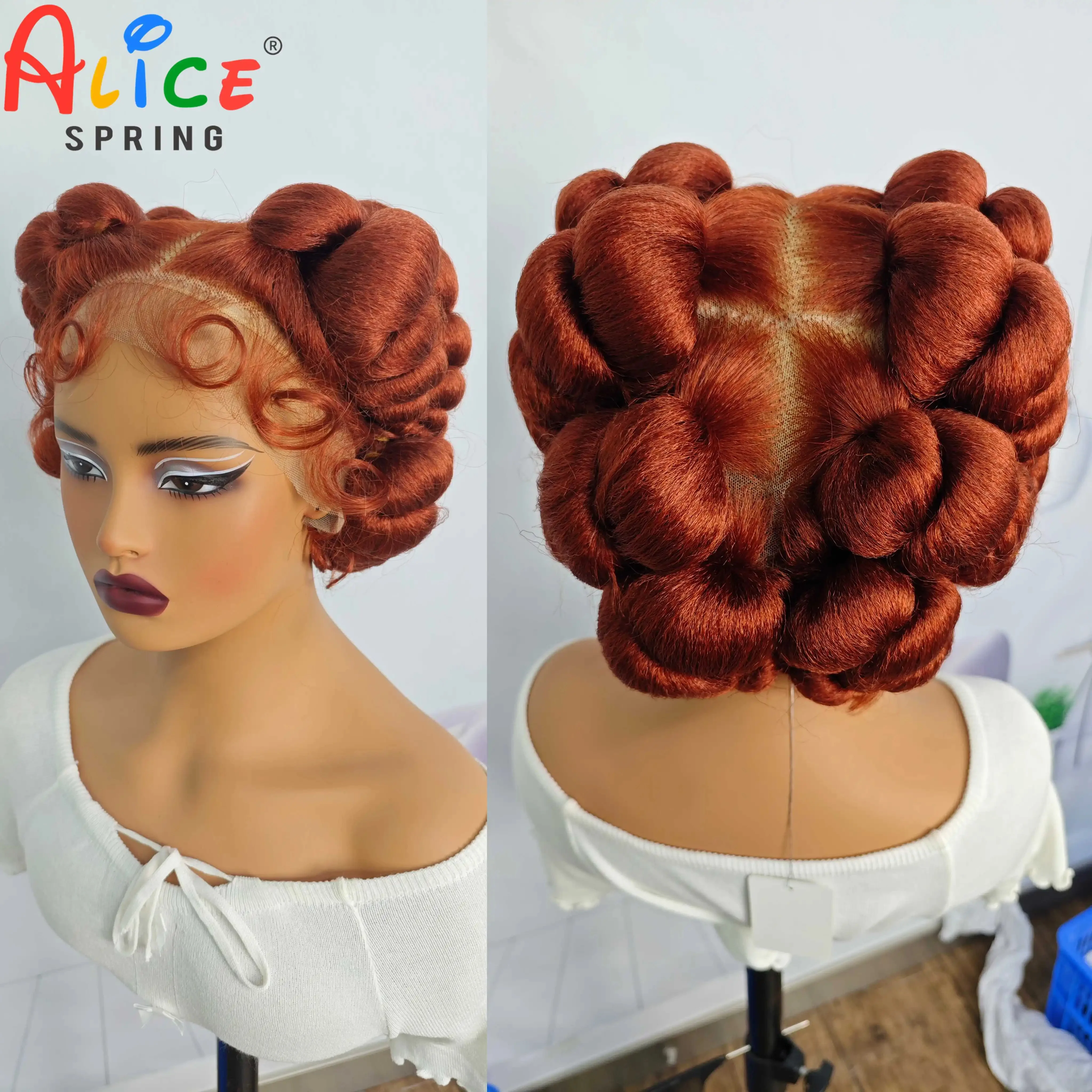 Transparent Full Lace Braided Wigs Short Cute Handmade Bantu Synthetic Braided Lace Wigs Knotless Braids Wigs For Black Women