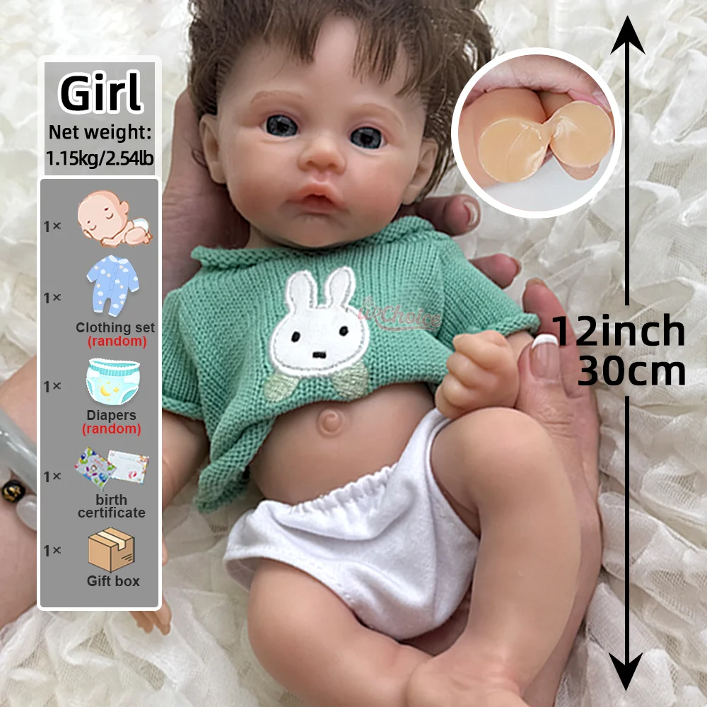 Exquisite 30Cm Lifelike Handmade Silicone Reborn Baby Girl Rooted Hair & Washable Doll For Daughter Birthday Christmas Gift