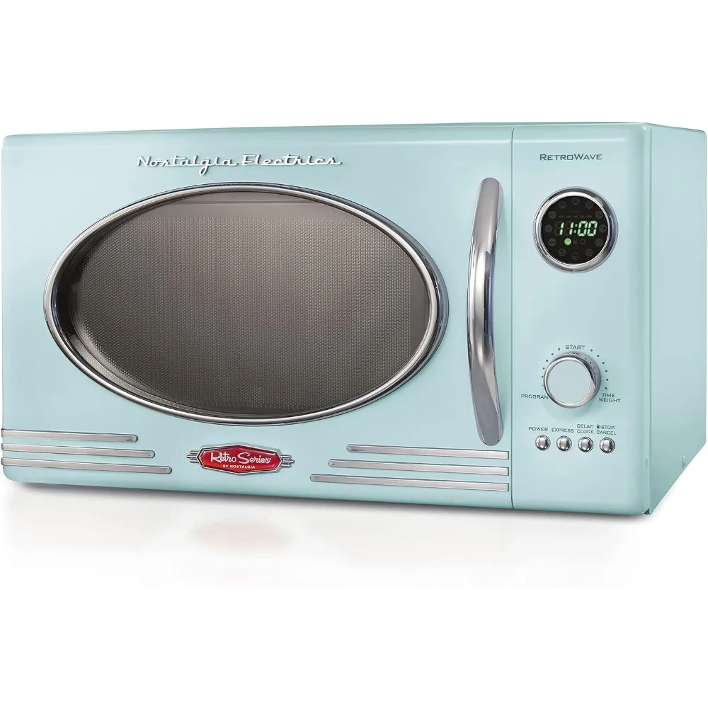 Microwave Oven, 800-WATTS Retro Countertop Microwave Oven + Wide 2-Slice Toaster