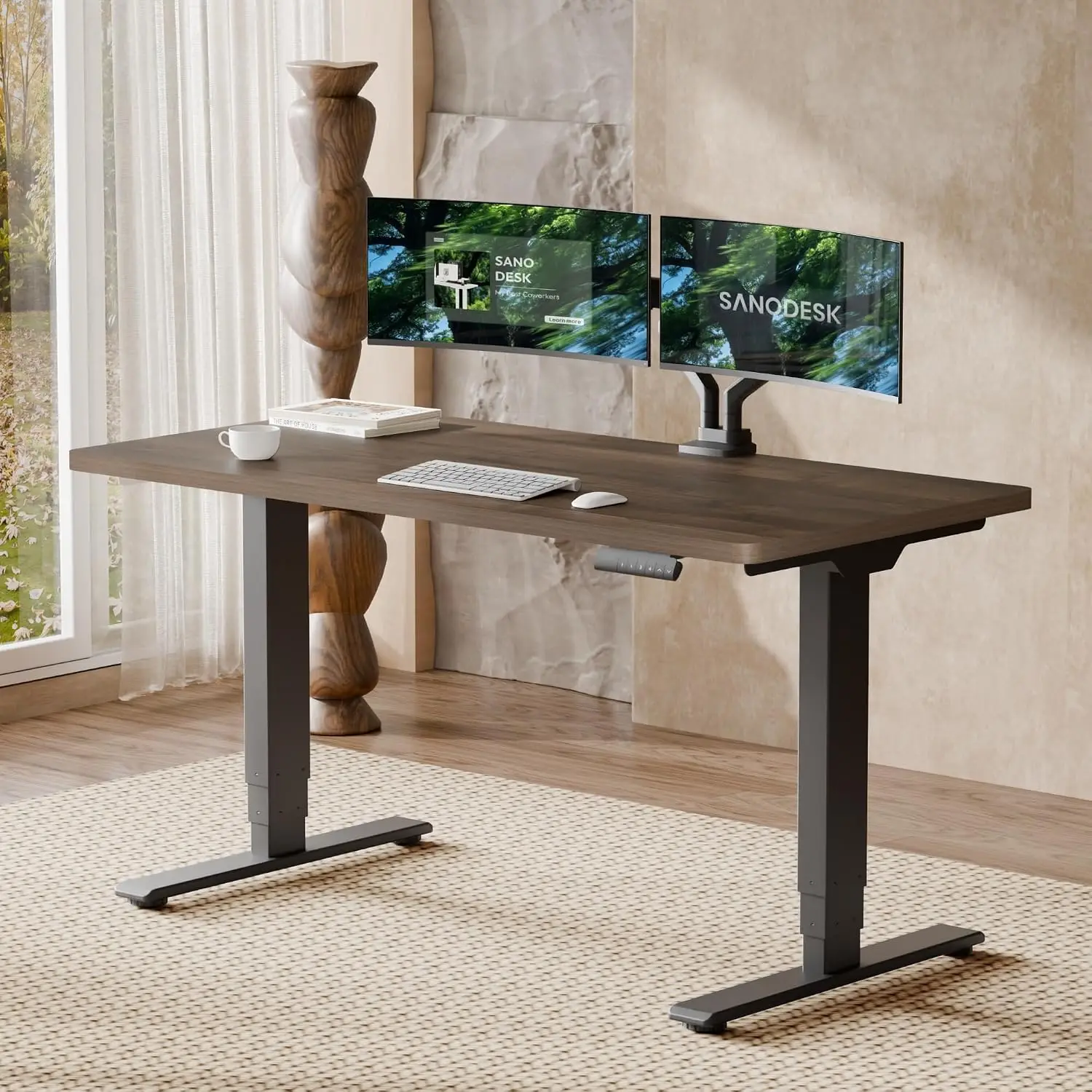 Dual Motor Electric Standing Desk 220lbs Height Adjustable Home Office Workstation, Customized