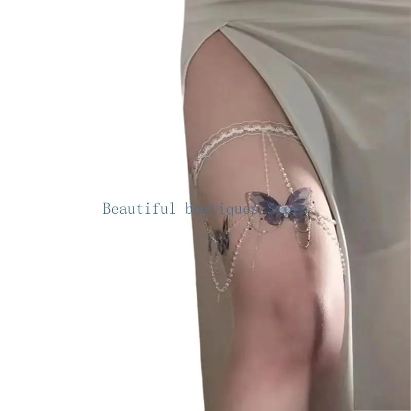 شرابات الفراشات U4LF سلسلة الفخذ السلسلة ذات الطول القابل للتعديل مع سلسلة من المجوهرات الفريدة من نوعها للنساء للنساء