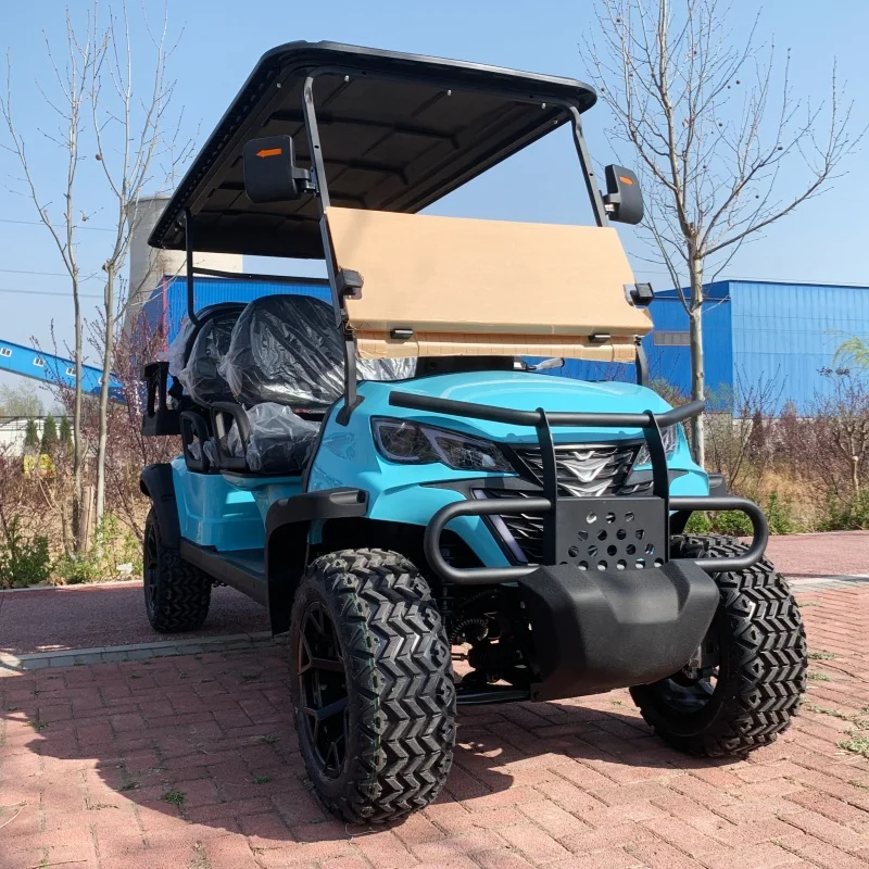 High-Quality 72V Lithium Battery Solar-Powered 6-Seater 5000W Off-Road Road-Legal Electric Golf Cart With Bumper 12 Inch Tires