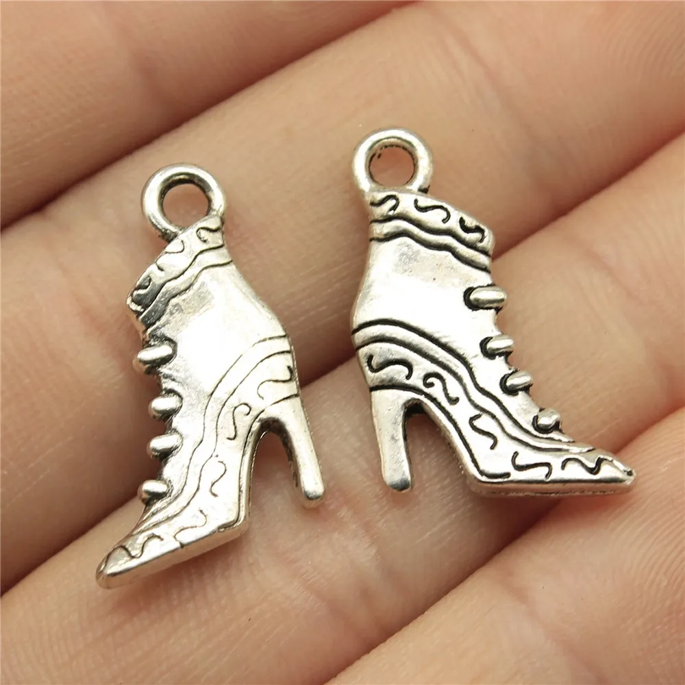 WYSIWYG 10pcs 23x15mm Boots Pendants Charm High-Heeled Shoes Pendants High Heels Shoe Pendants For Jewelry Making