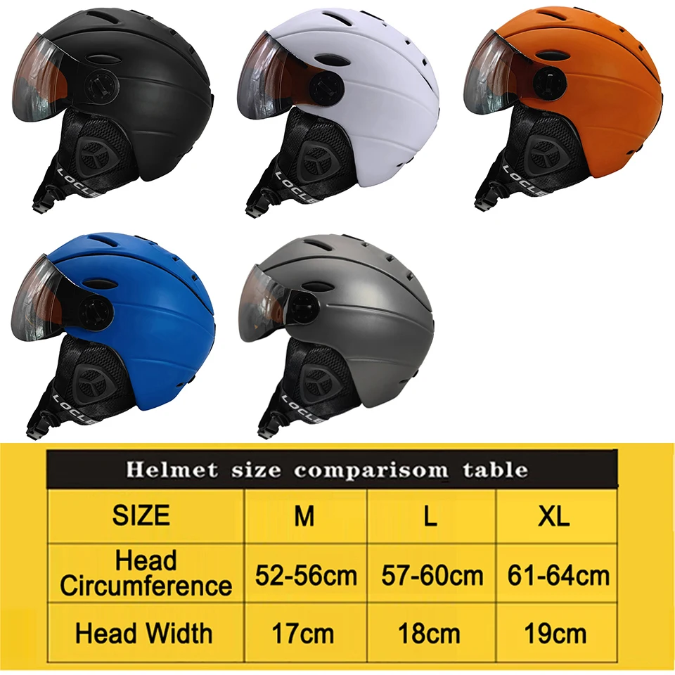 LOCLE Goggles Skiing Helmet CE Certification Safety Ski Helmet With Glasses Skating Skateboard Skiing Snowboard Helmet PC+EPS