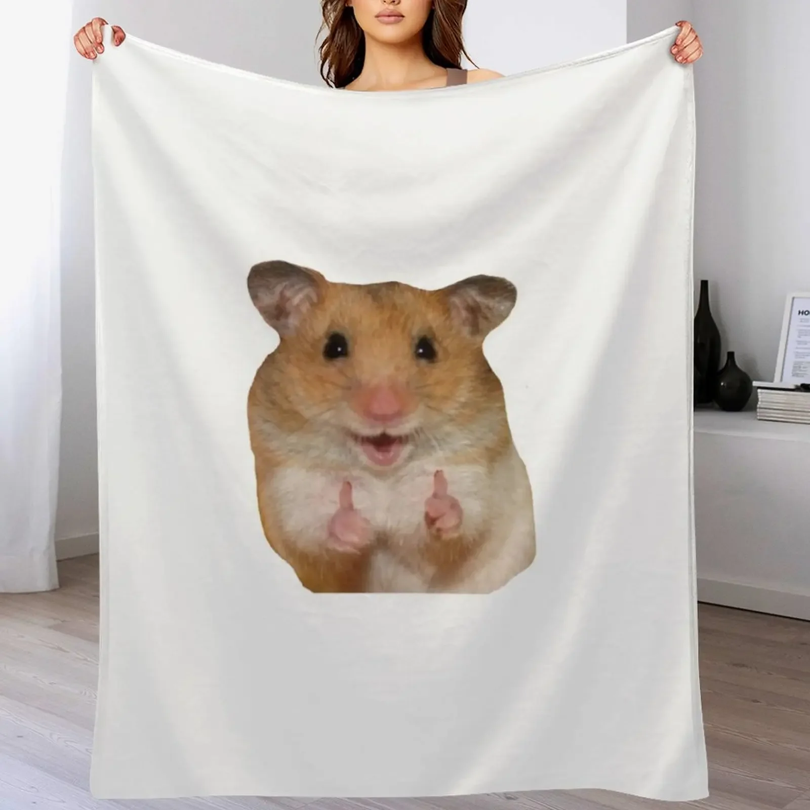Thumbs up hamster Throw Blanket Fuzzy Plush Throw Blanket for Sofa Chair