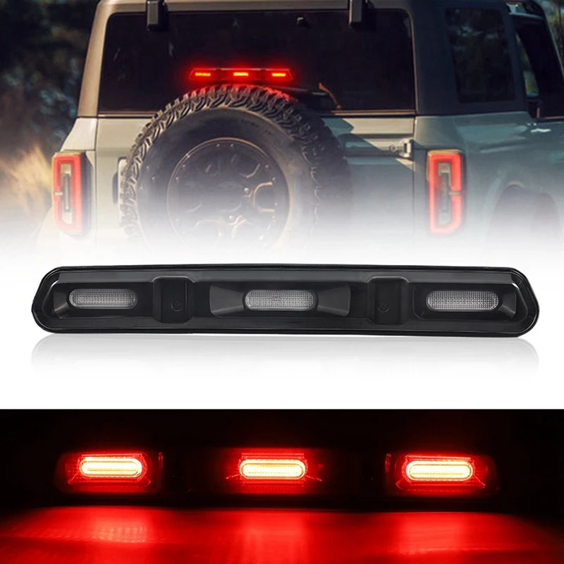 Lampu rem ketiga LED untuk Ford Bronco 2021 2022 2023, lampu dudukan tinggi, lampu rem ketiga, lampu berhenti belakang