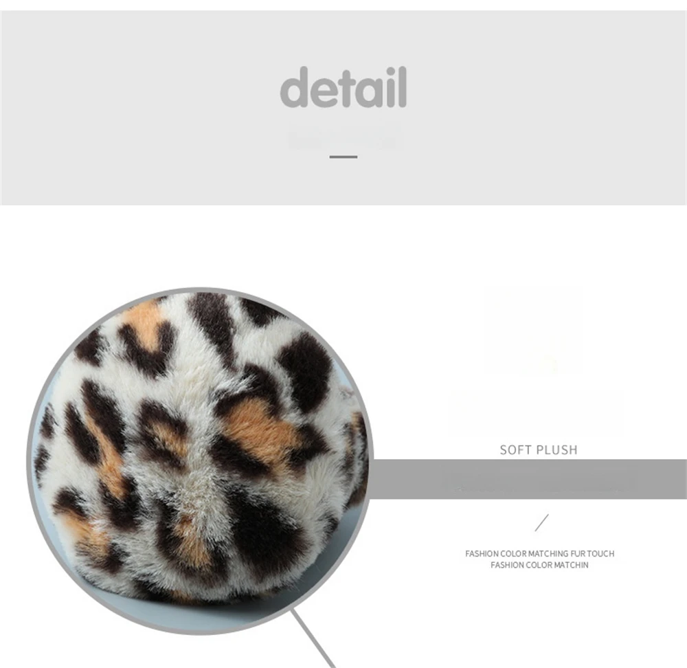 Leopard Foldable Leopard Print Earmuffs Winter Warm Thickened Ear Cover Women Windproof Frostproof Earlap Simple Plush Hairband