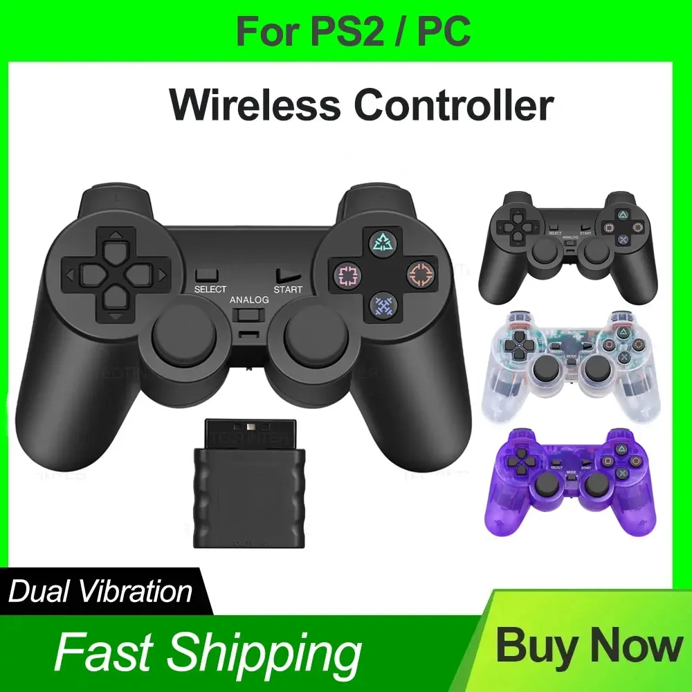 Controller Wireless per PS2/PS1 Gamepad Dual Vibration Shock per Sony Playstation 2 Joypad Joystick