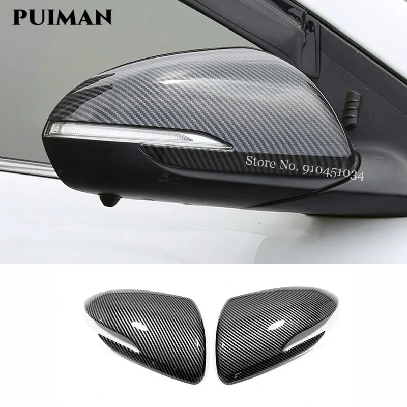 

ABS Carbon fiber Exterior Accessories Car rearview mirror block rain eyebrow Cover Trim Styling For Hyundai Accent 2016 17 2018