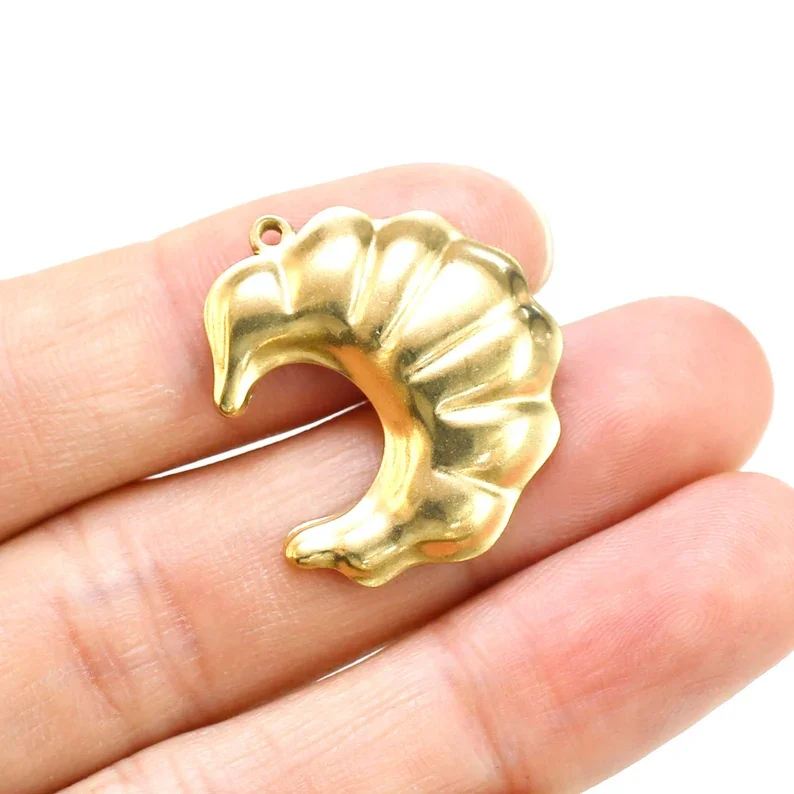 

10pcs Brass Croissant Pendant, Crescent Moon Earring Charms, Jewelry Making Charm, Necklace Pendant, 27.5x23.6mm R2583