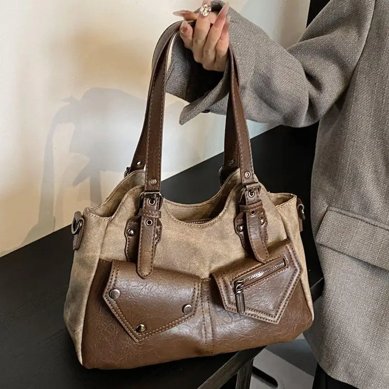 

Модные сумки на плечо в стиле ретро, европейско-американские высококачественные сумки, модные универсальные сумки-тоут, простые персонализированные женские сумки