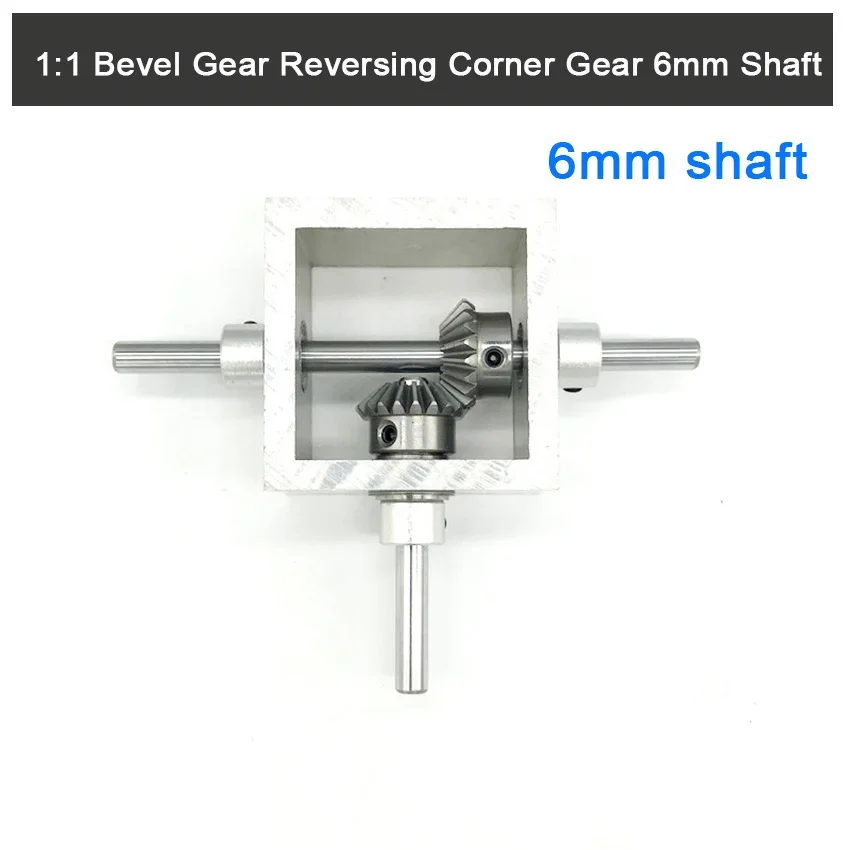 90 Degree Right Angle Drive Reversing Gearbox Small Bevel Gear Corner Device 1:1 Mechanical Module Double Output Shaft 6MM/8MM