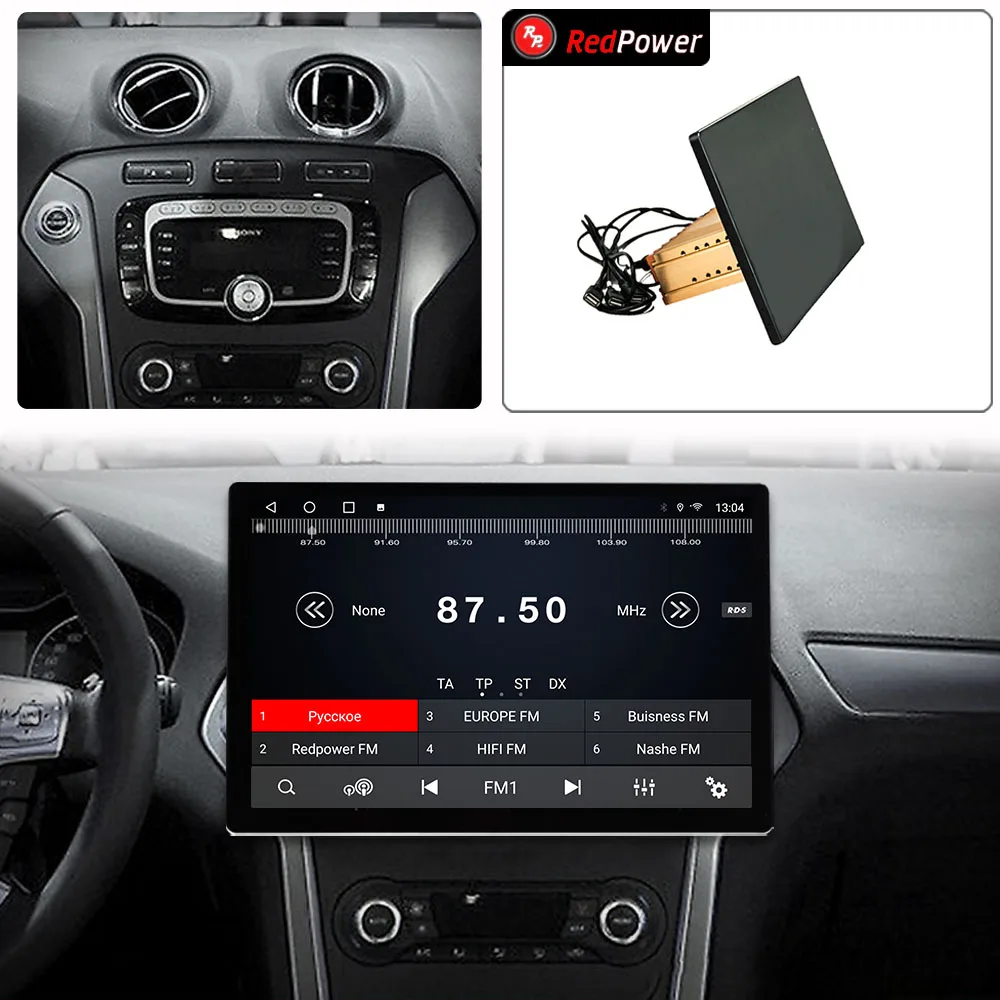 12.95 inch car radio redpower HiFi for Ford Mondeo 4 2010 2014 Android 10.0 DVD player audio video DSP CarPlay 2 Din