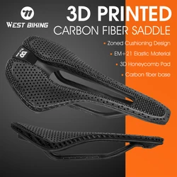 WEST BIKING 3D Printed Saddle Ultralight Full Carbon Racing Bike Saddle Triathlon Road Bike Professional Bicycle Accessories