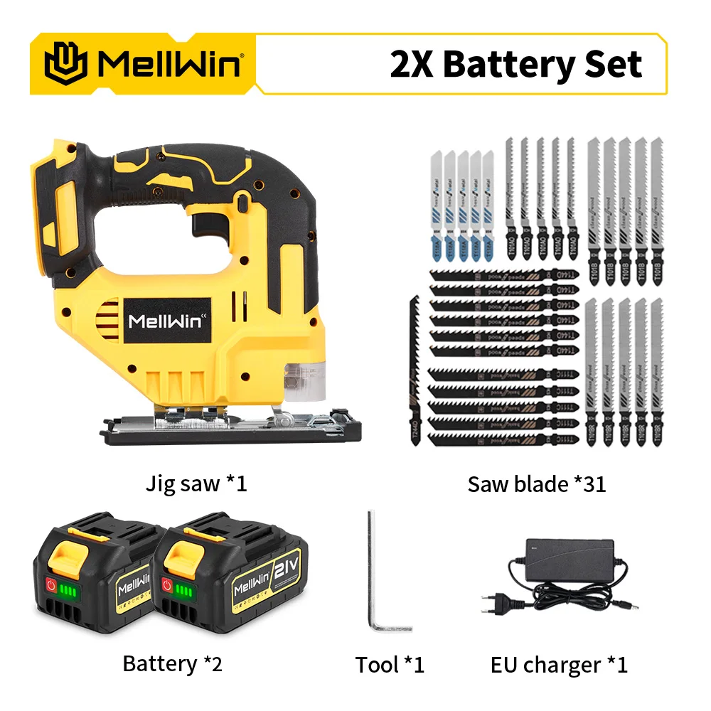 MELLWIN 3500 U/min Elektrische Stichsäge Mit 31 Klinge Drahtlose Kurvensäge Multifunktions-Holzbearbeitungswerkzeug-Set Für Makita 18 V Batterie Pin – Detail 19