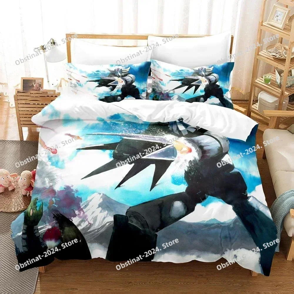 Top Goldorak Grendizer Bedding Set Printed single Comforter Quilt Bed Cover Duvet Cover Pillow Case 3 Pieces Set Kids Adult Size
