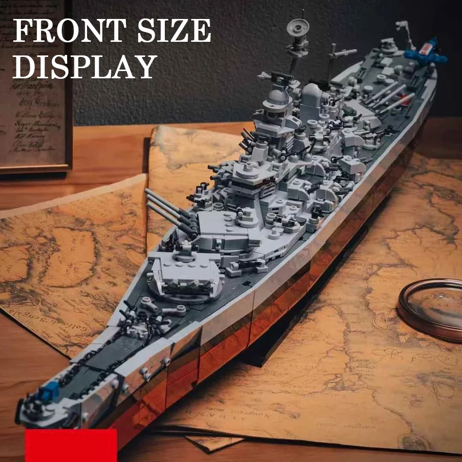 MOC العسكرية لوا فئة يو اس اس اس ميسوري BB-63 سفينة حربية نموذج اللبنات الحرب العالمية الثانية بسمارك الطرادات سفينة حربية الطوب لعب الاطفال هدية