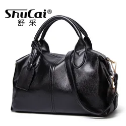 Soft Leather Boston Fashion Women's Handbag Tote Crossbody Bag Ladies Shoulder Pillow Large Bag