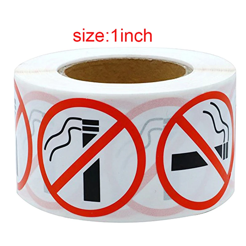 

1 рулон из 500 упаковок, наклейка из мелованной бумаги, наклейка для некурящих, наклейка с надписью, 1 дюйм/2,5 см