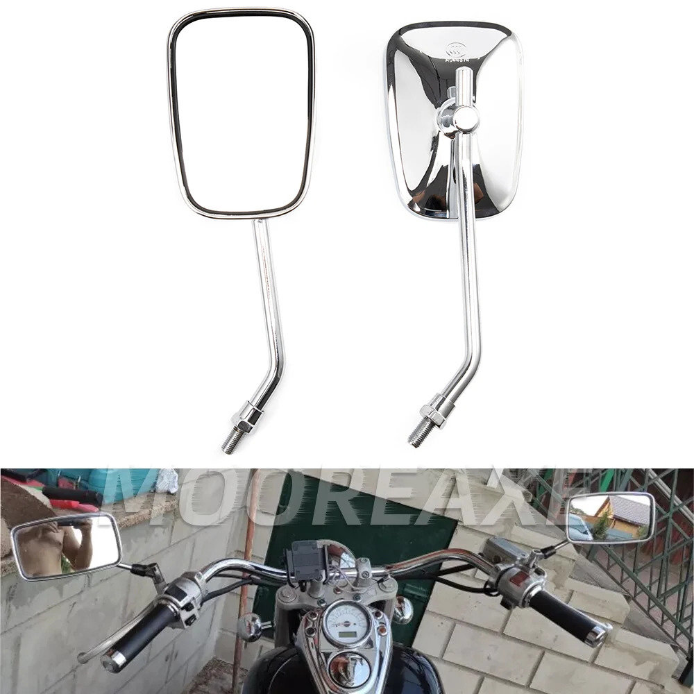 Chrome Motorcycle Mirrors For Honda Shadow Spirit 750 1100 VLX600 VT600C VTX1100 Rear View Side Mirror For Bandit 600 GSF600S