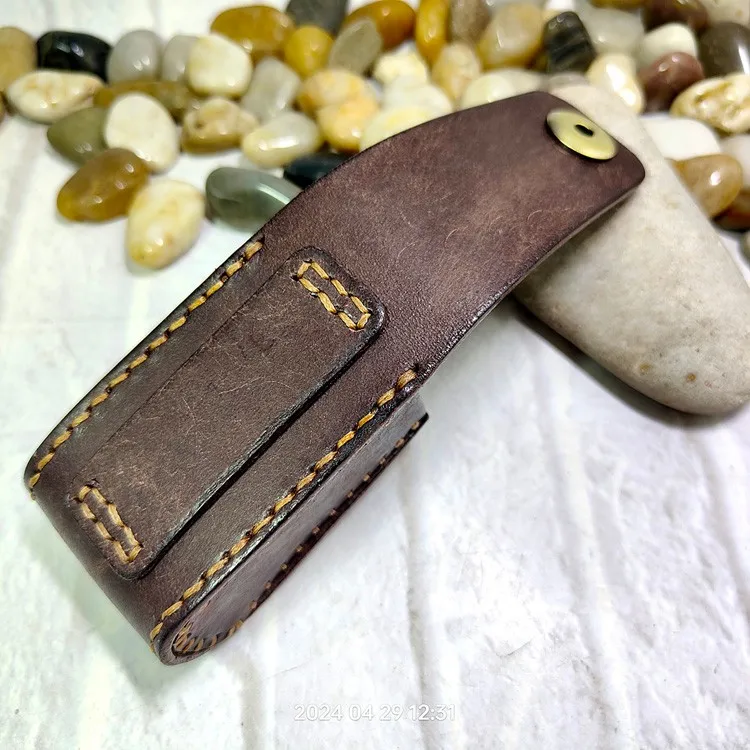 Blongk Leather Folding Glasses Box Belt Pack Cowhide Hand-made Foldable Glasses Case Small Waist Bag Men Women PD-ZD