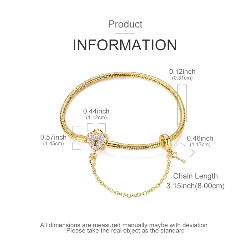 100% 925 Sterling Silber Bestseller Goldene Serie Armband Original Armbänder Passend für Charms Anhänger Perlen DIY Schmuck Geschenk – Detail 13