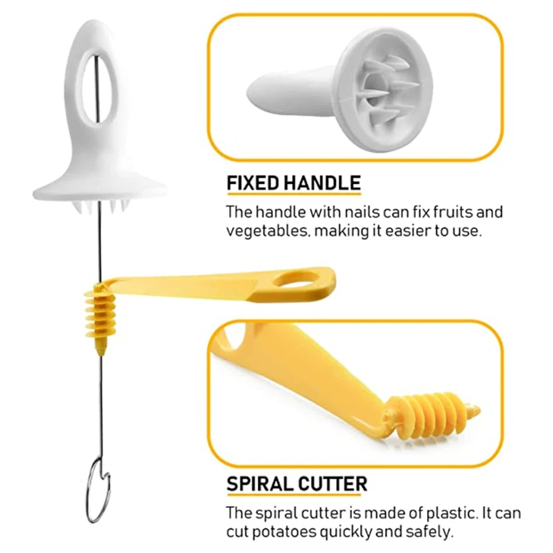 회전 감자 슬라이서 나선형 칼, 3 스트링 트위스트 감자 슬라이스 커터, DIY 수동 창의적인 주방 도구, 야채 나선형 칼