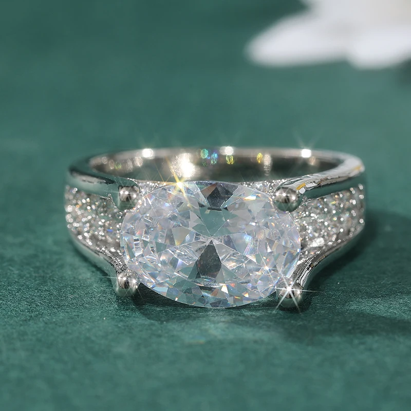 Sparkling Fashion Synthetic Zirconia Women's Silvery Plated Ring Elegant Charming Wedding Engagement Jewelry Accessories Crafts