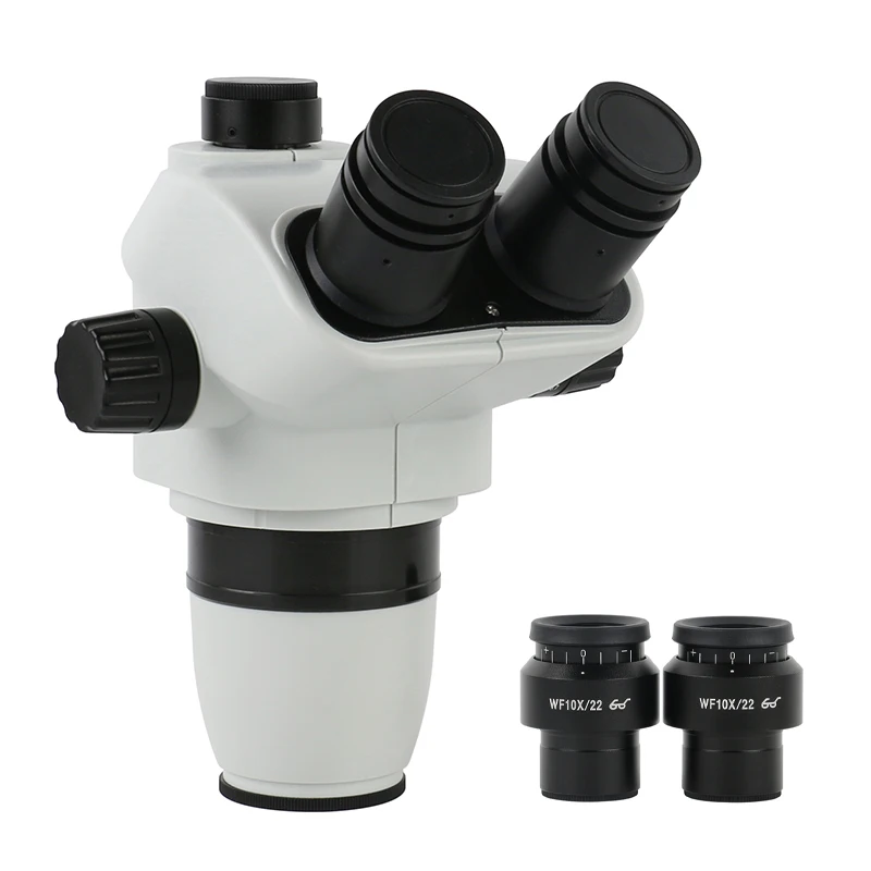 6.7X 45X Zoom Simul-Focus Trinocular Stereo Microscope Body Head WF10X/22MM Wide Field Eyepiece for Teaching Industrial Testing