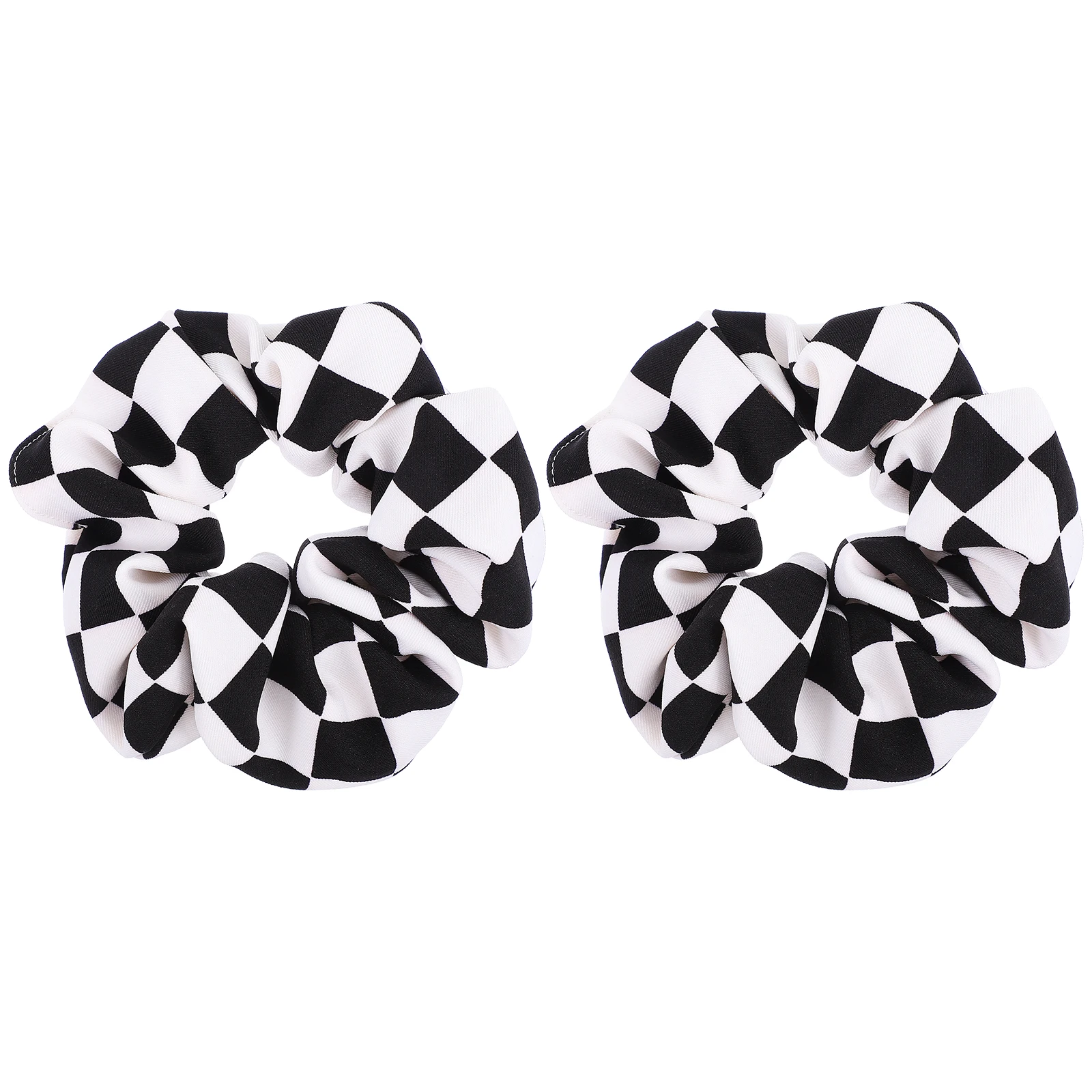 

2 pcs Black White Checkerboard Hairbands Elastic Scrunchies Thick Ponytail Hair Accessories Non Damage Daily Use Hair Care