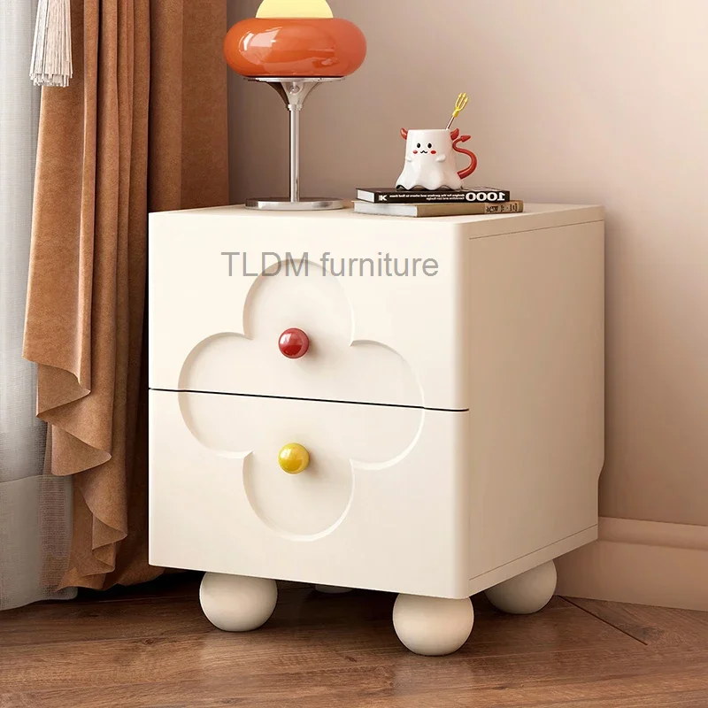 Cream Style Nightstand Nordic Mid Century Modern Simple Kids Bedroom Mini Bedside Table Mesa De Cabeceira Home Furniture WKNS