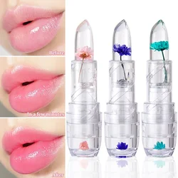 Flower Crystal Lip Balm Temperature Color Changing Jelly Lipstick Moisturizing Transparent Waterproof Lips Care Makeup Cosmetics