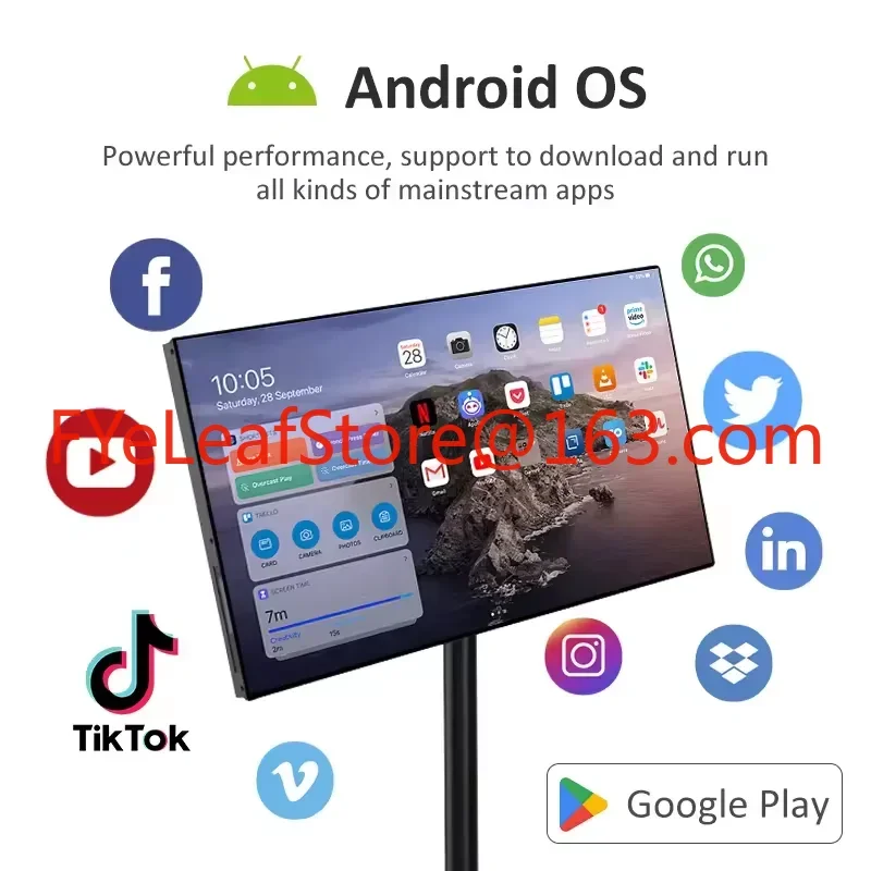 2025 Popular Portable Tv With Battery Fitness Game Video Android 21.5 Inch Stand By Me Tv Reomte Option