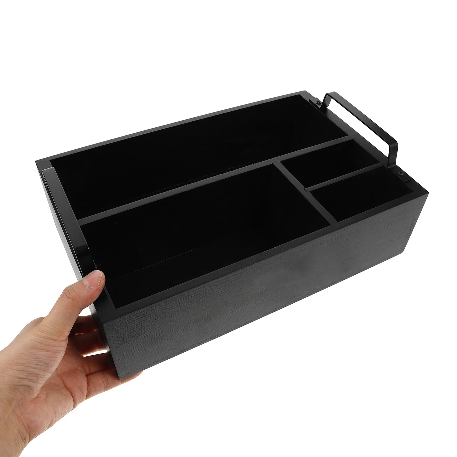 Wooden Coffee Organizer Station for Bar Countertop Multi Functional Storage Box Coffee Condiment Tea Accessories Syrup Sugar