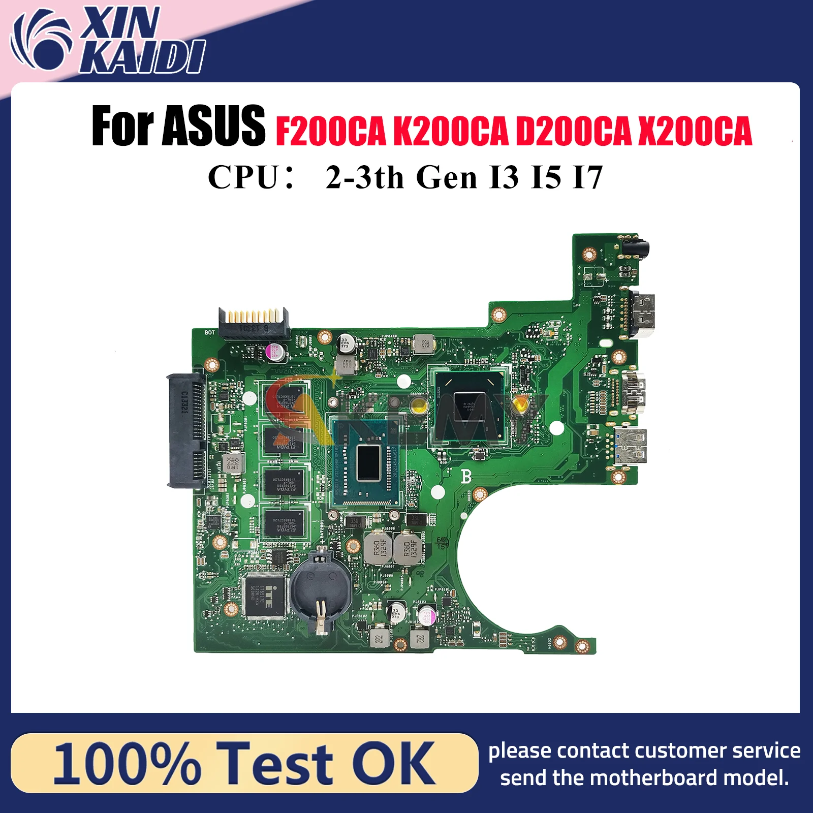 

X200CA Laptop Motherboard For ASUS VivoBook X200CA F200CA K200CA X200C D200CA Notebook Mainboard With I3 I5 I7 CPU 100% tests OK