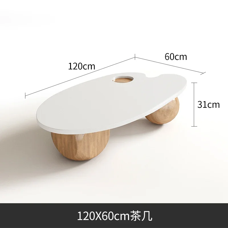 r8.12-Cream Style Tea Table Oval Irregular Shaped Creative Log Furniture
