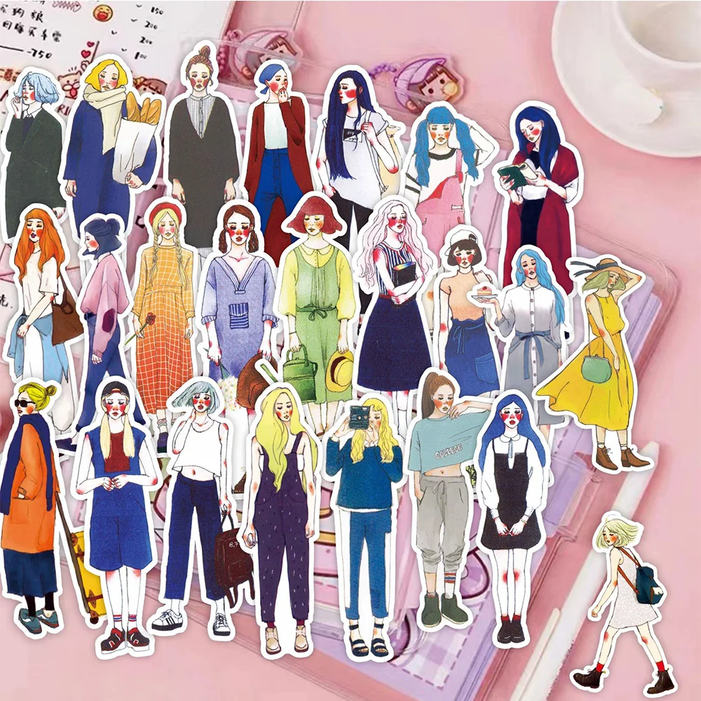 10/30/59 قطعة لطيف أنيمي موضة خلع الملابس فتاة ملصقات الجمالية DIY بها بنفسك سكرابوكينغ الهاتف المحمول الكرتون الإبداعية الشارات الديكور #5