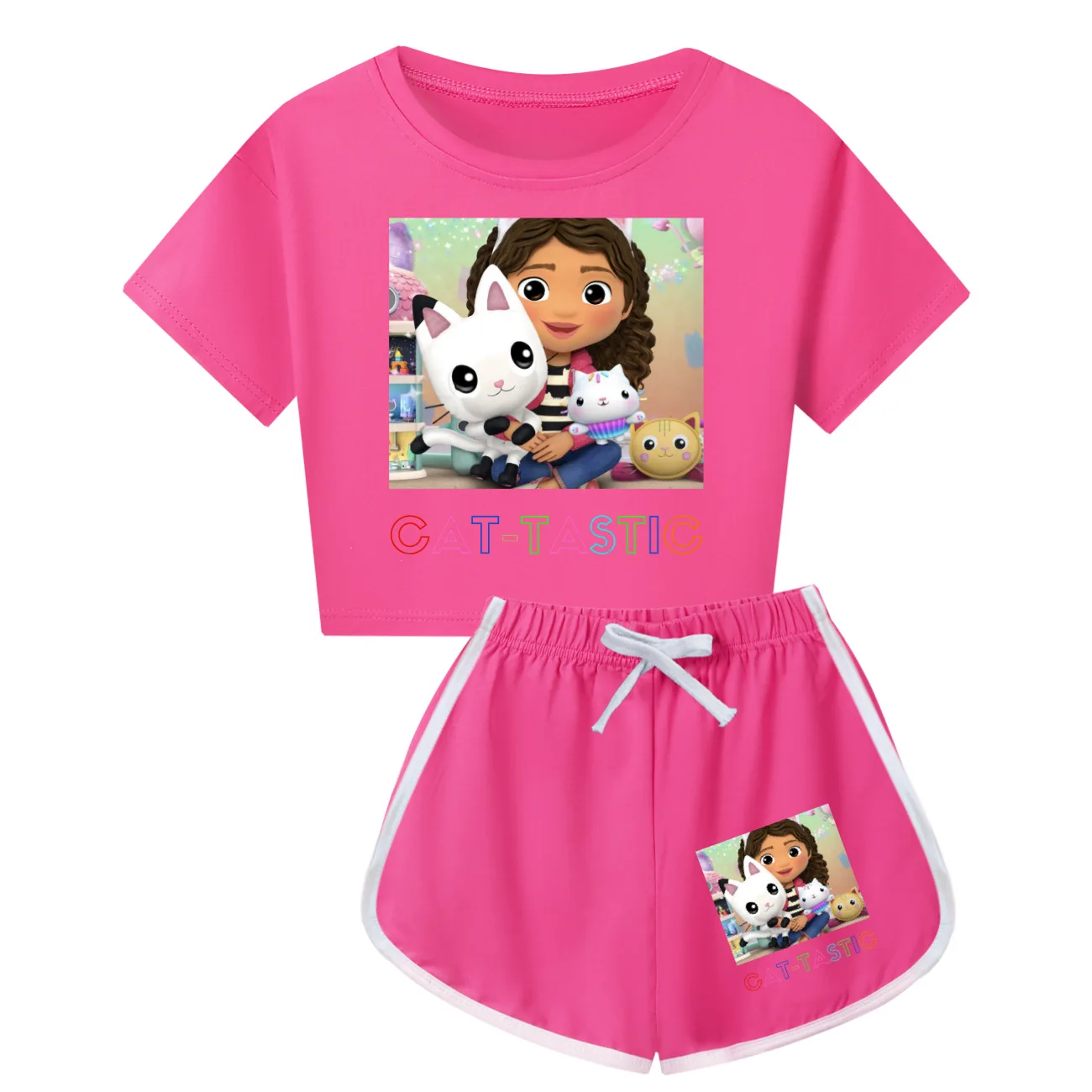 Gabbys Doll House Clothes Kids Gabby Cats T-shirt Shorts 2pcs Sets Children Fashion YOGA Exercise Sportsuit Baby Girl Outfit Set