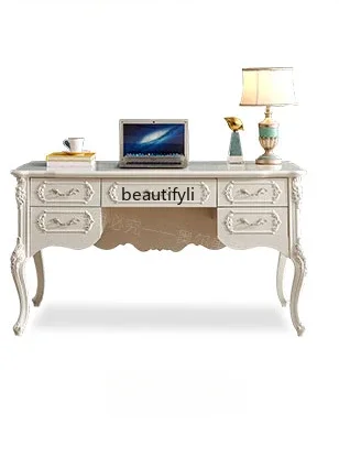 

European-Style Desk Chair Solid Wood Desk Home High-End Study White Desk Medical Beauty Consultation Table office furniture
