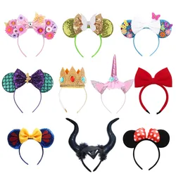 Girls Pricess Cosplay Accessories Kids Pink Flower Headband Snow Whtie Unicorn Tinkerbell Peach Red Bow Hair Dress Up Fairy Hoop