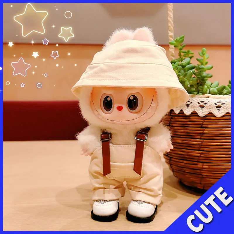 

Для Labubu 17 см детская одежда розовая милая висячая одежда с орнаментом для сидения и вечеринки рыбацкая шапка и комбинезон детская одежда