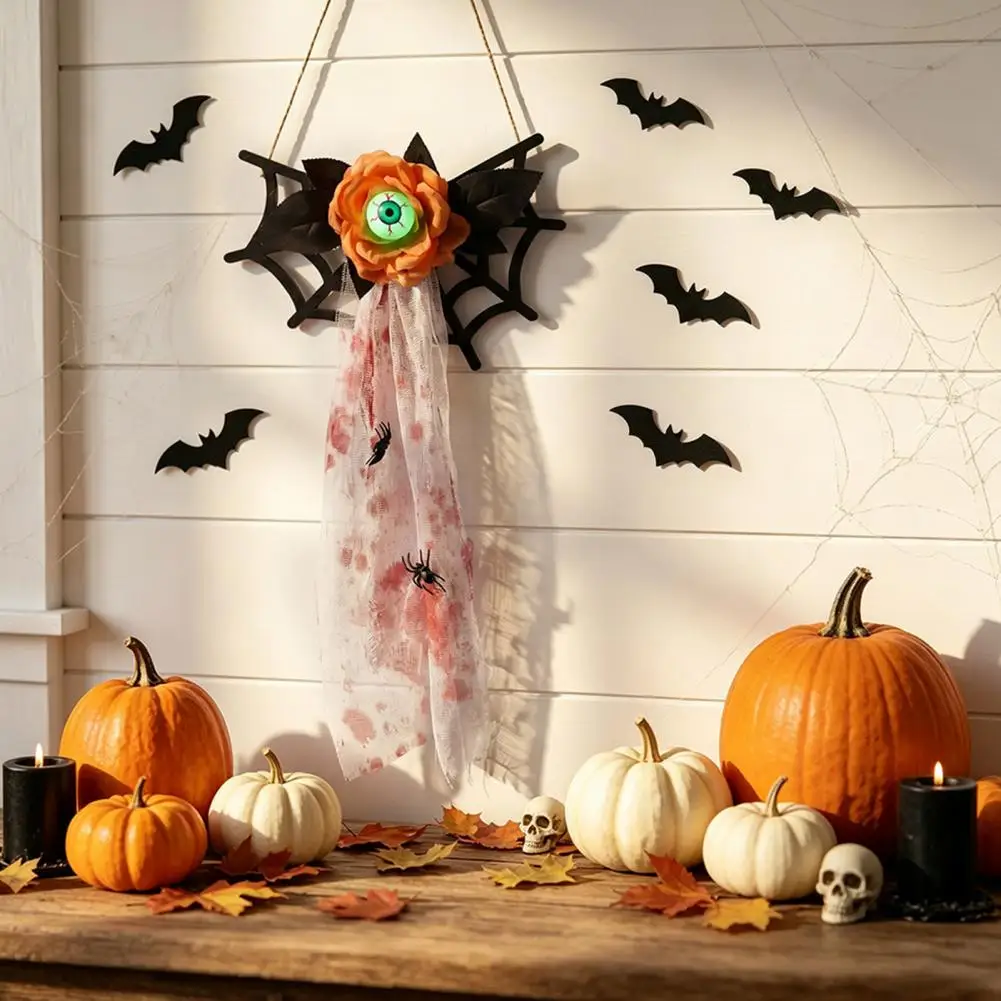Waterproof Halloween Mesh Tassels Outdoor Hanging Spiders Spooky Wooden Spider Web Wall Hanging Skeleton Hand Ornament