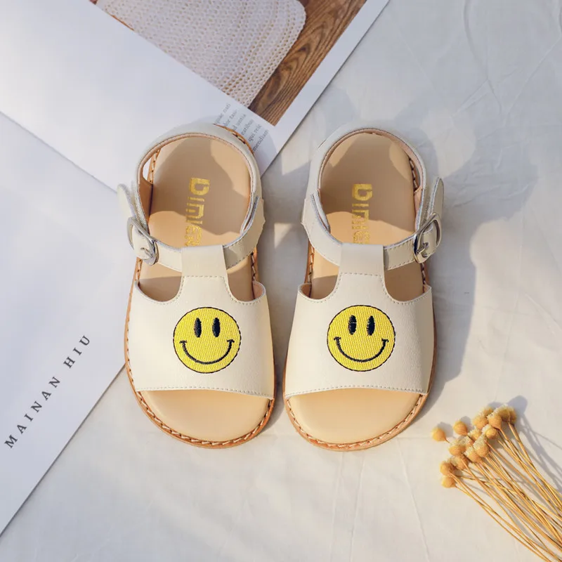 Girls Sandals 2024 Summer Fashion Cute Leather Children's Sandals Breathable Anti-skid Cartoon Princess Shoes Children's Shoes