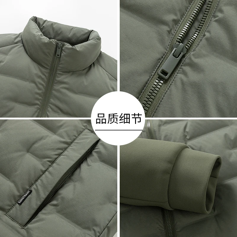 Lightweight Duck Down Jacket Casual Men's Stand Collar Warm Puffer Coat 2025 Autumn Winter Outwear Windproof Padded Top Clothing