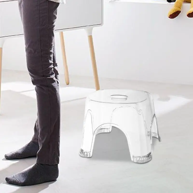 Acrylic Bathroom Stool Shoe Foot Rest Non Slip Transparent Shoe Change Stool Waterproof  Clear Stool for Bathroom Corner Bench