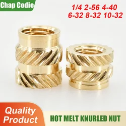 Heat Brass Insert Nut Threaded Knurled Hot Melt Embedded Copper Insertnut 3D Printer Nutinsert 1/4 2-56 4-40 6-32 8-32 10-32