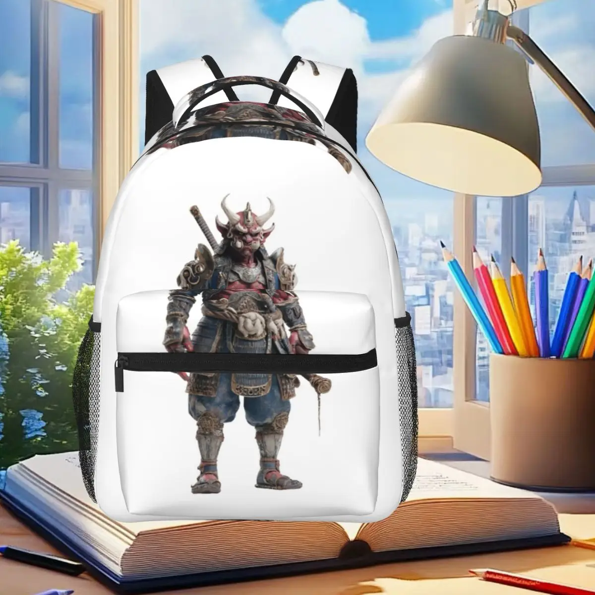 Akioni The Crimson Samurai Demon Backpack Student Boys Girls BookBag Children School Bag Computer Shoulder Bags for Men Women