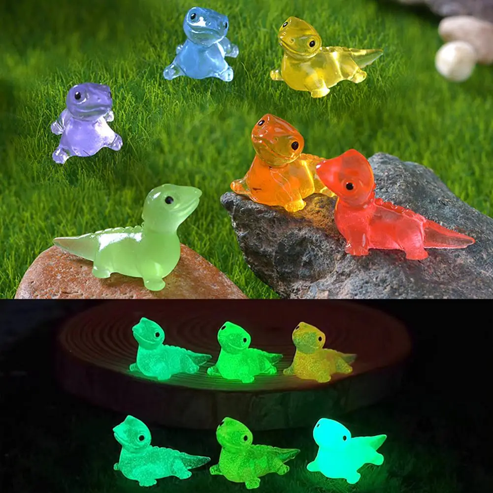 12Pcs Mini Lizard Figurine Glow-in-the-dark Resin Ornament Mimiature Figurines Fairy Garden Decoration Microlandscape Decor