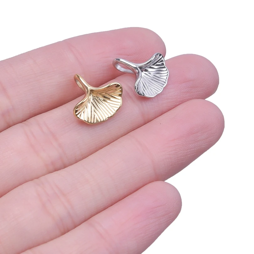 2pcs Stainless Steel Ginkgo Biloba Leaf Charms for Jewelry Making Supplies DIY Necklace Earrings Accessories Handmade Materials