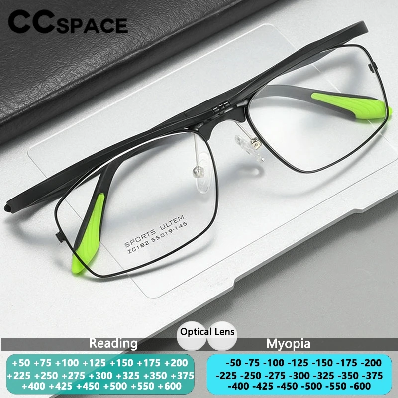 CCspace Fold Sports Myopia Glasses Optical Lenses With Recipe Men Eyeglasses Tungsten Carbon Plastic Steel Eyeglass Frame